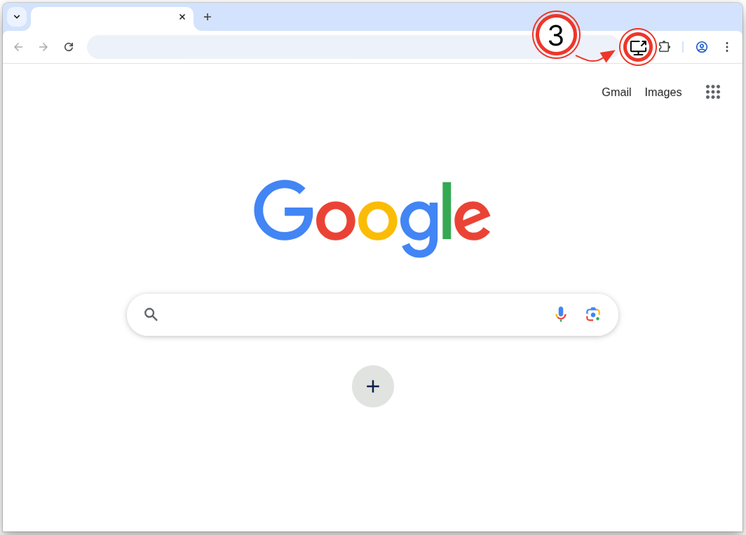 Screen Share icon in the Chrome toolbar.